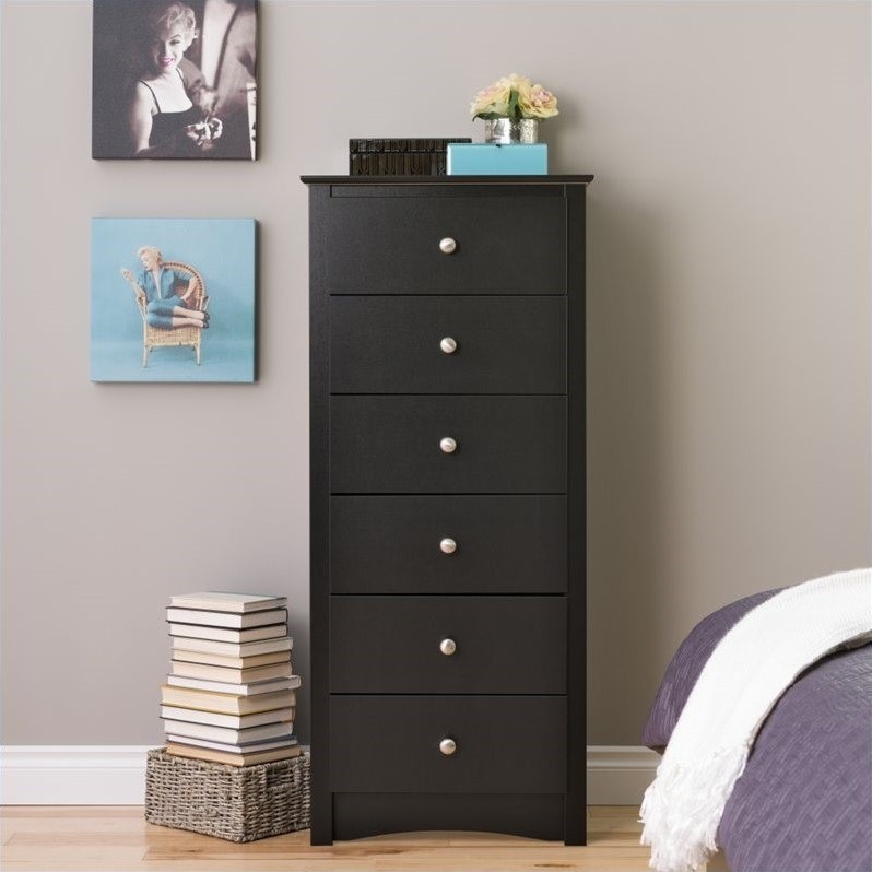 Black Tall Narrow Dresser Prepac Black Sonoma Tall 6 Drawer Chest
