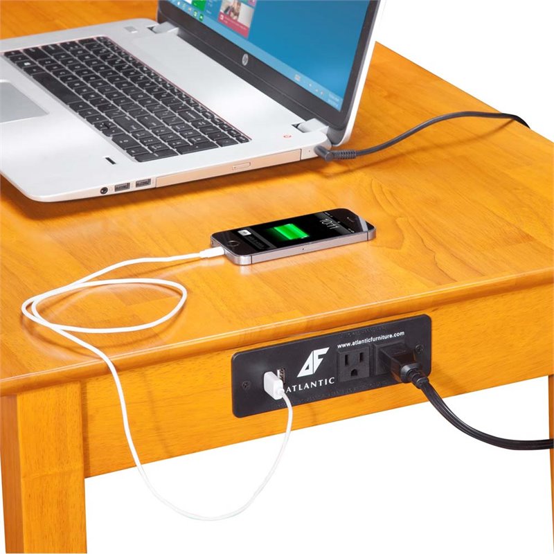 Atlantic Furniture Shaker Charger Writing Desk In Caramel