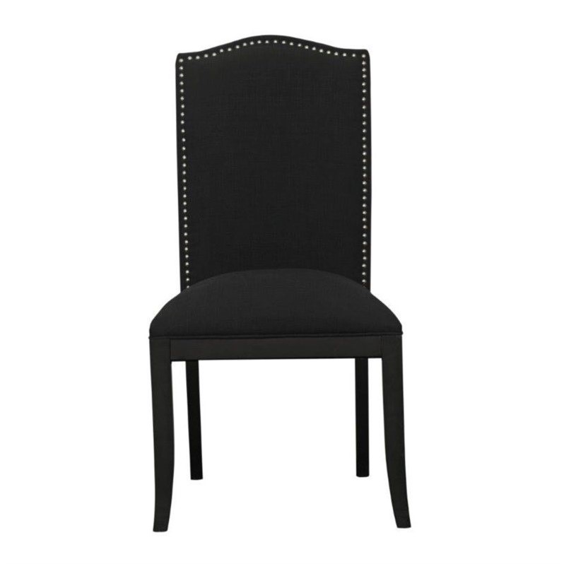 Pri Fabric Nailhead Dining Chair In Black