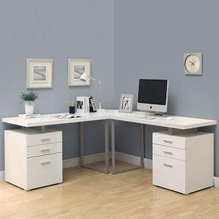 Monarch Computer Desk White L Shaped Corner Desk