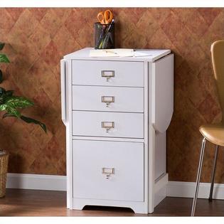 Southern Enterprises Paige White Fold Out Organizer Craft Desk