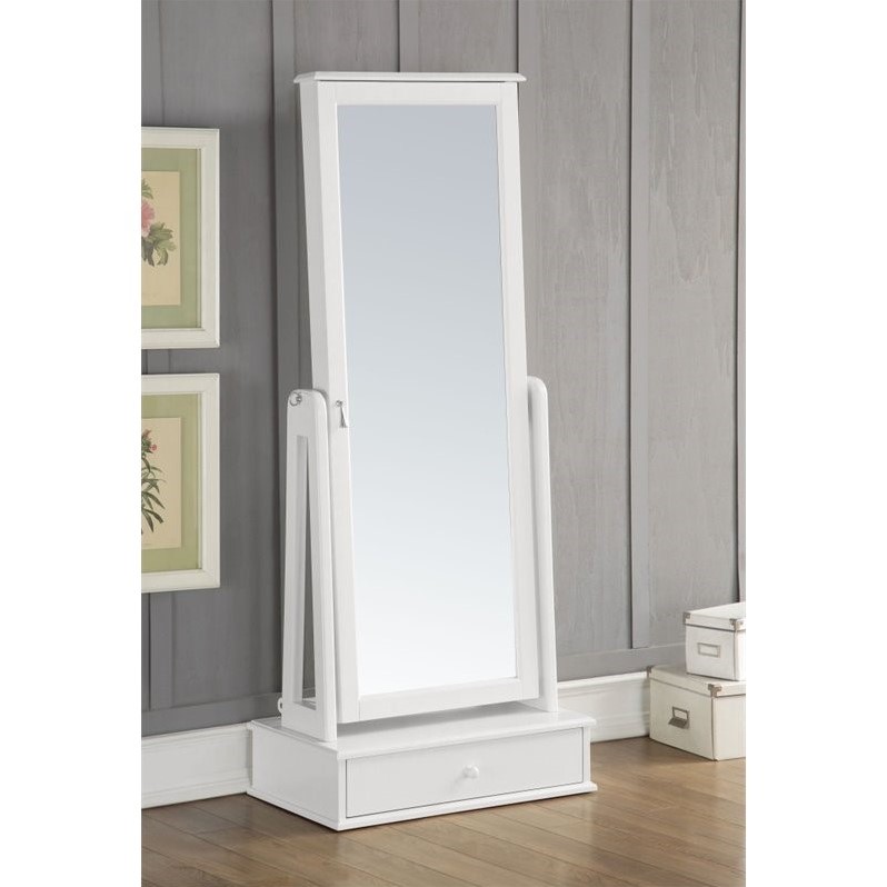 Standing Mirror With Jewelry Storage Acme Furniture United 97116 Traci Collection White Finish Wood Free Standing Floor Mirror With