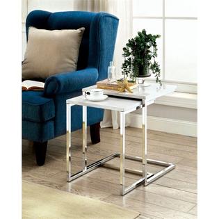 Furniture Of America Alena 2 Piece Faux Marble Nesting Table In White