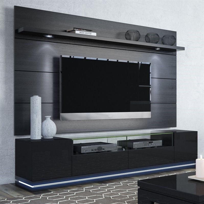 Manhattan Comfort Entertainment Centers Sears Manhattan Comfort Vanderbilt Tv Stand And Cabrini 2 Floating Wall Panel With Led Lights In