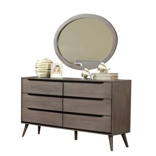 Furniture Of America Farrah 6 Drawer Dresser Oval Mirror Set In Gray