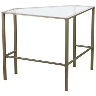 Southern Enterprises Keaton Glass Top Metal Corner Desk In Matte Khaki