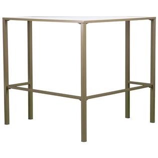 Southern Enterprises Keaton Glass Top Metal Corner Desk In Matte Khaki