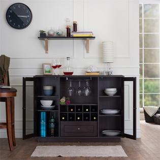 Furniture Of America Bormie Modern Wine Rack Buffet In Espresso