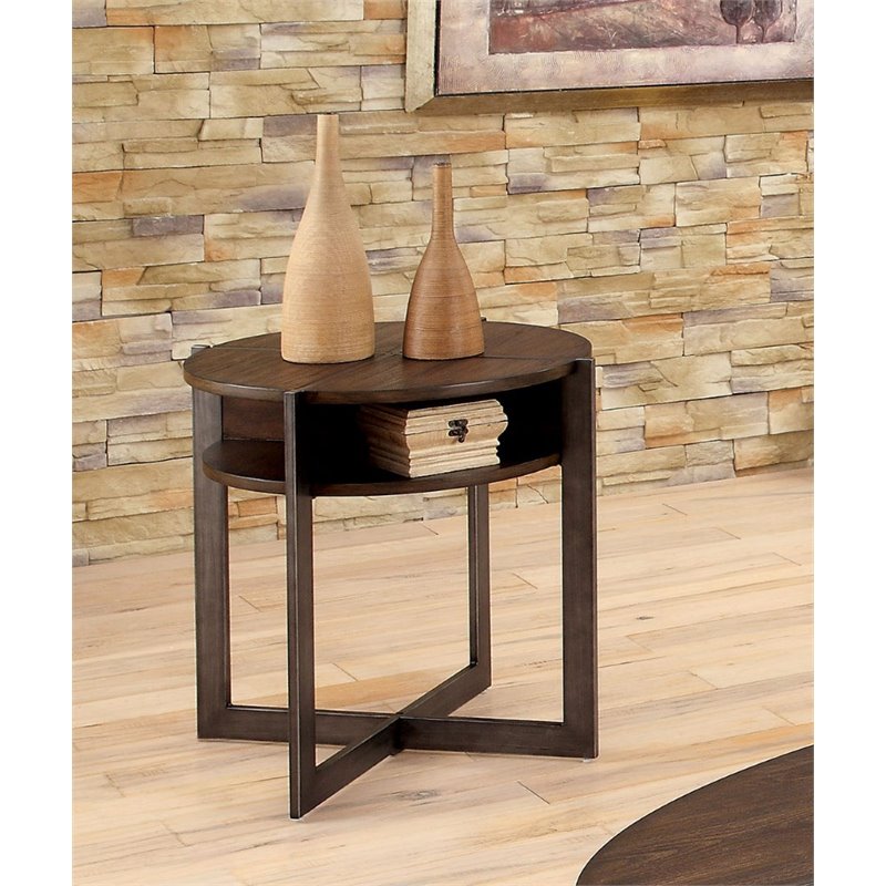 Furniture Of America Tus Round End Table In Dark Oak - Dark Oak Round End Table Furniture Of America Tus Round End Table In Dark Oak - Dark Oak Round End Table