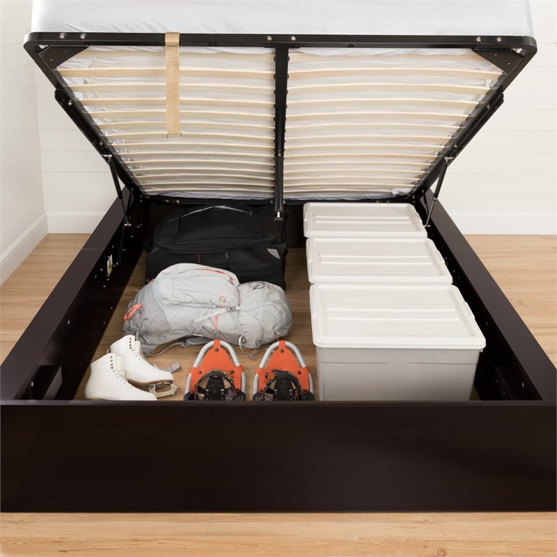 South S Step One Queen Lift Top Storage Bed In Chocolate