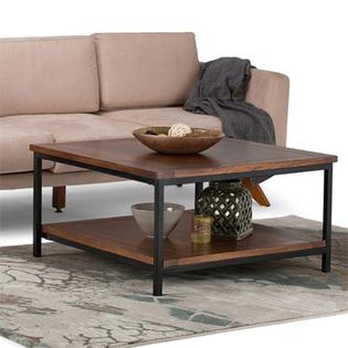 Simpli Home Skyler Solid Wood-Metal 34" Square Coffee ...