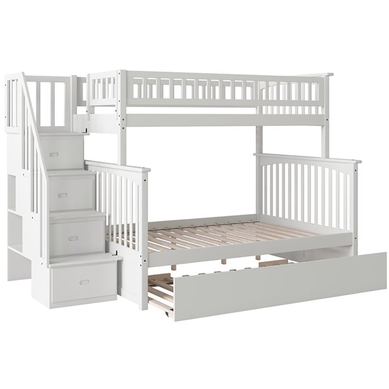 Weston Twin Over Full Staircase Bunk Bed Finish Merlot Atlantic Staircase Bunk Bed With Urban Trundle Twin Over Full White