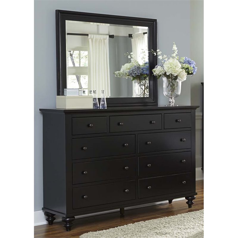 Liberty Furniture Hamilton Iii Dresser And Mirror Set In Black