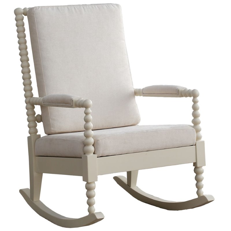 Nursery Rocking Chairs Gliders Sears Acme Furniture Traditional Tristin Chair With Cream Fabric And White Finish 59524