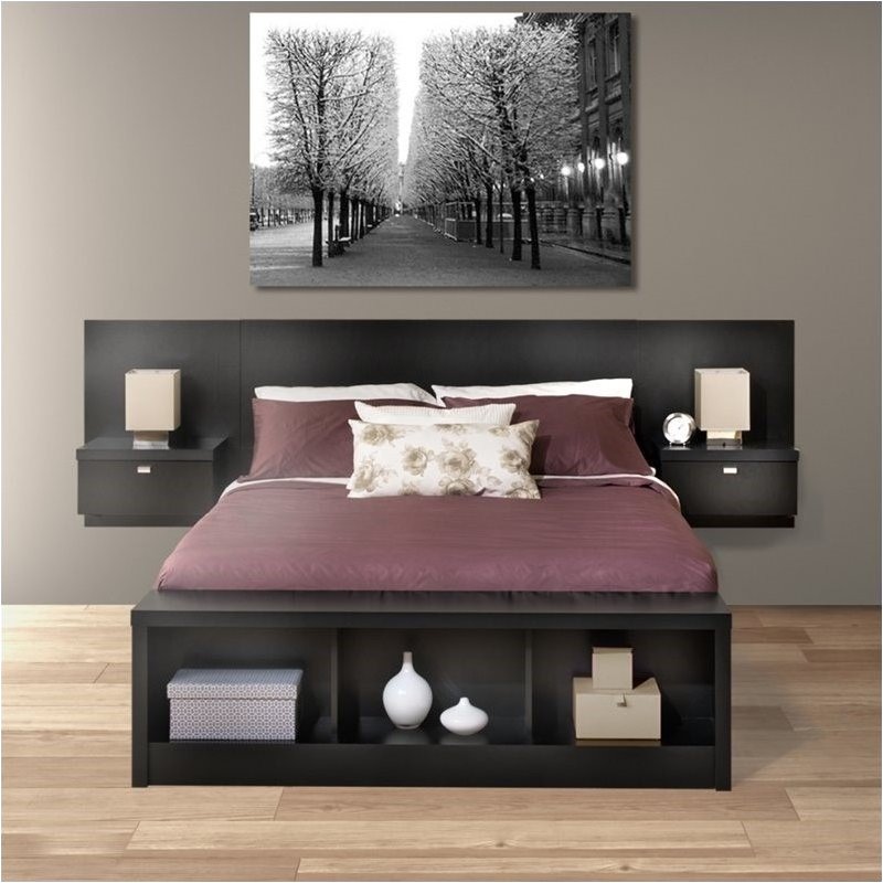 Bowery Hill King Platform Storage Bed With Floating Headboard In Black Bowery Hill King Platform Storage Bed With Floating Headboard In Black 4