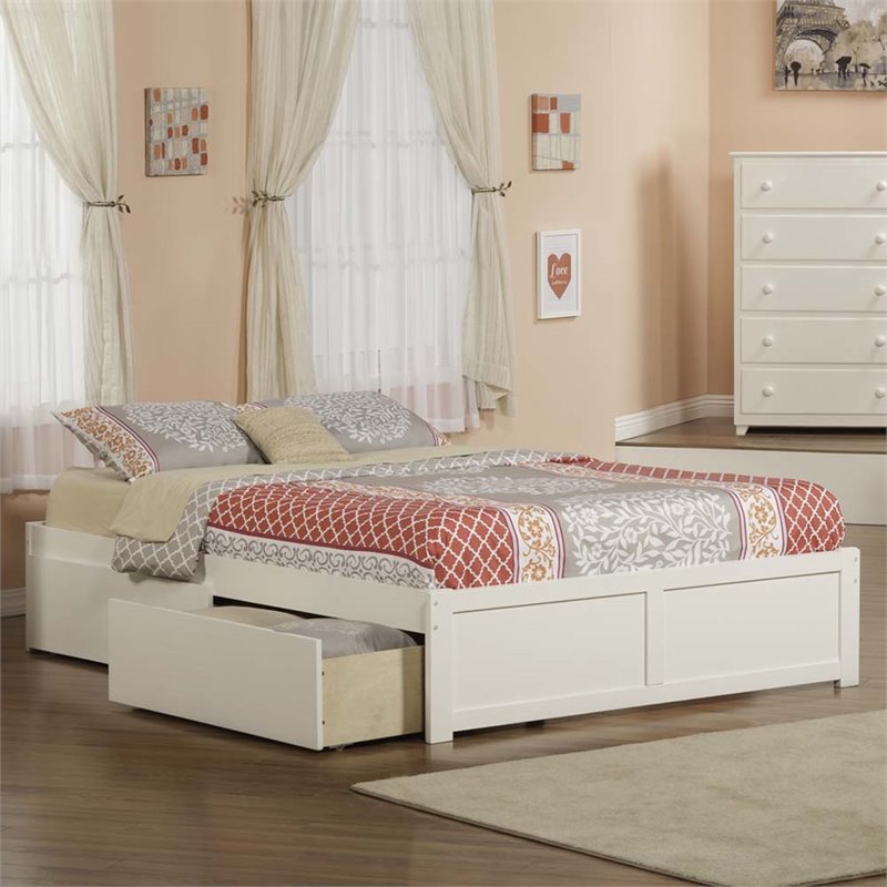 Atlantic Furniture Concord Urban Queen Storage Platform Bed In White