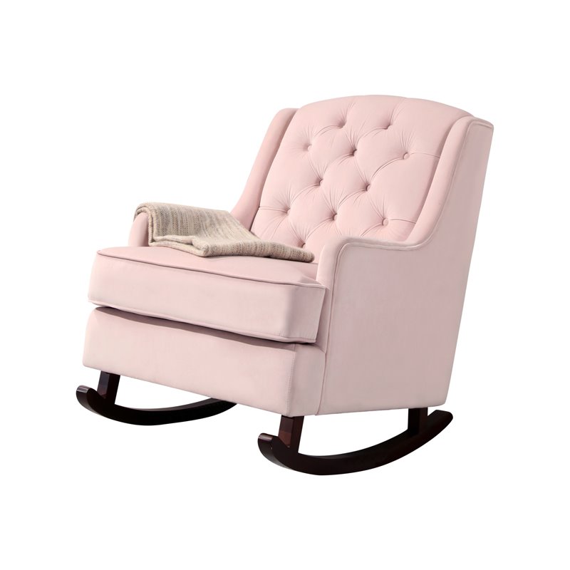 Abbyson Living Abbyson Teresa Blush Pink Velvet Rocking Chair