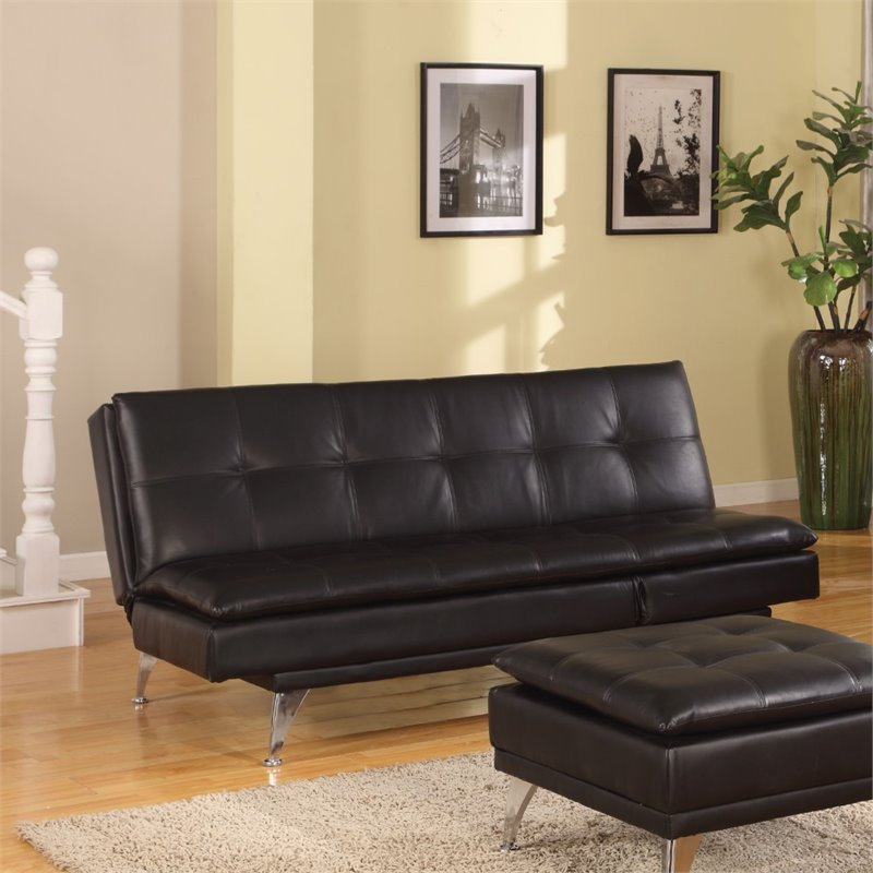 Abbyson Living Solara Leather Convertible Sofa Black