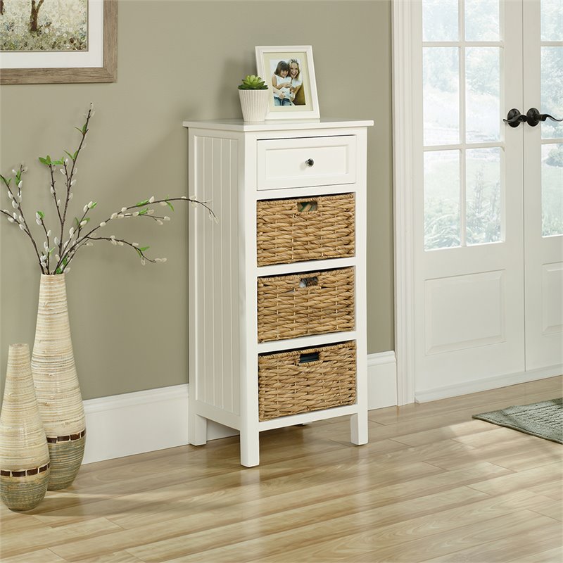 422757 Sauder Cottage Road Storage Cabinet With 3 Baskets In White