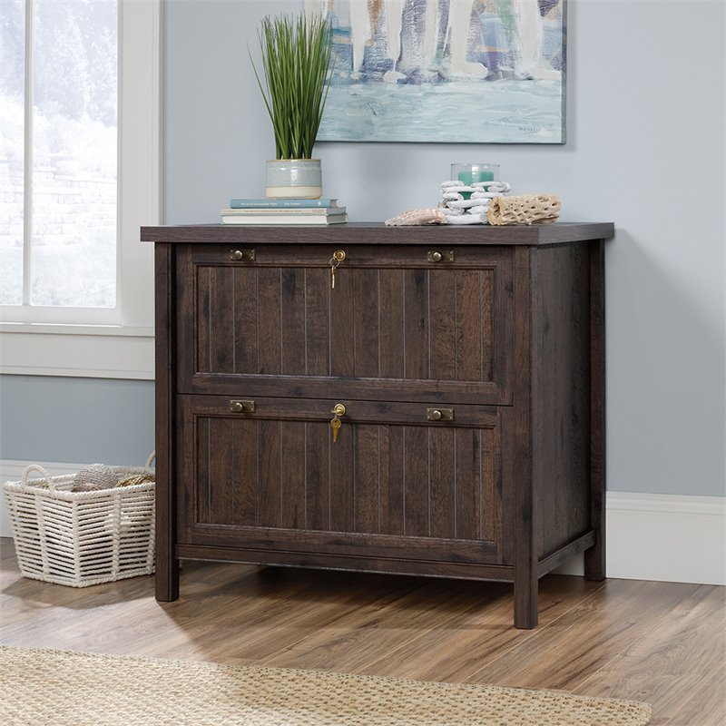 Sauder Costa 2 Drawer Lateral File Cabinet In Coffee Oak