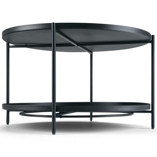 Simpli Home Monet 32 Round Metal Tray Top Coffee Table In Black