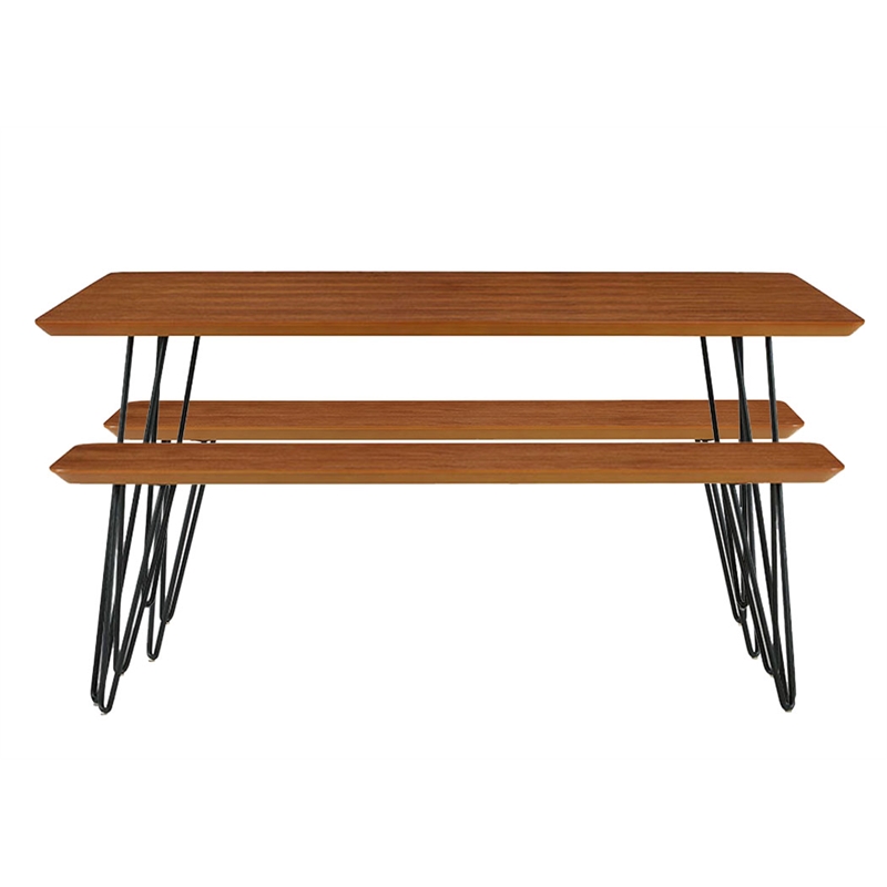 Pemberly Row 3 Piece Dining Set In Walnut And Black