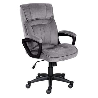 Serta Executive Office Chair In Velvet Gray Microfiber Black Base
