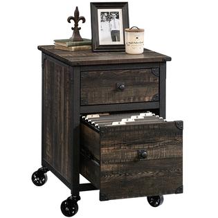 Sauder Steel River 2 Drawer Mobile File Cabinet In Carbon Oak