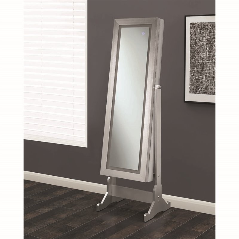 Coaster Jewelry Armoire Cheval Mirror In Silver - Rectangle Jewelry Armoire Cheval Mirror Coaster Jewelry Armoire Cheval Mirror In Silver - Rectangle Jewelry Armoire Cheval Mirror