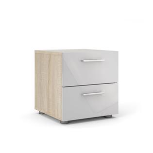 Tvilum Austin 2 Drawer Nightstand In Oak Structure White High Gloss