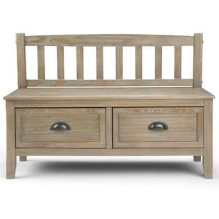 Simpli Home Burlington Entryway Storage Bench In Distressed Gray