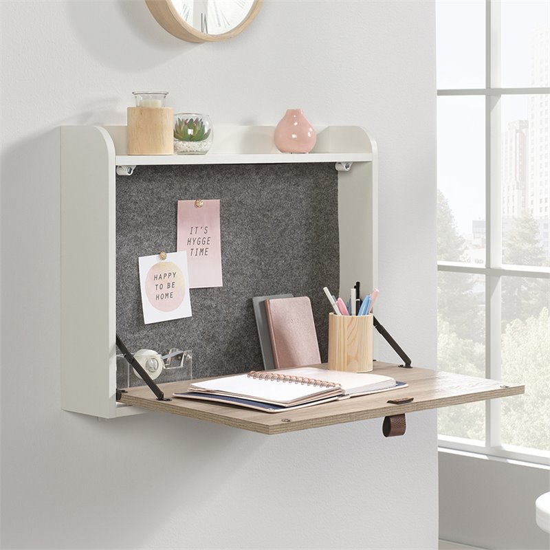 Sauder Anda Norr Wall Mount Writing Desk In Soft White