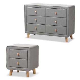 Baxton Studio Jonesy 2 Piece Modern Fabric Upholstered Dresser And