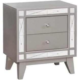 Coaster Leighton 2pc Mirrored Dresser And Nightstand Set In Silver