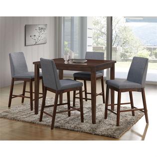 Furniture Of America Emery 5 Piece Counter Height Dining Set In Brown Cherry