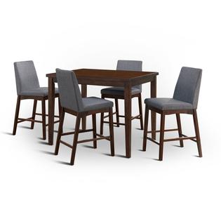 Furniture Of America Emery 5 Piece Counter Height Dining Set In Brown Cherry