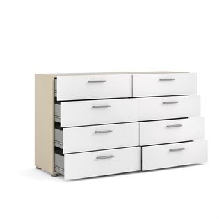 Tvilum Austin 8 Drawer Double Dresser In Oak Structure White High