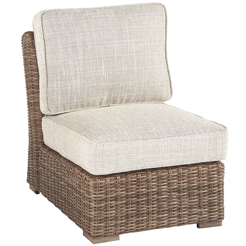 P791 846 Ashley Beachcroft Armless Patio Chair In Beige Ashley Beachcroft Armless Patio Chair