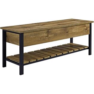Walker Edison 48 Open Top Storage Bench With Shoe Shelf In Barnwood