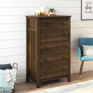 Ameriwood Home Adams 5 Drawer Dresser In Brown Oak