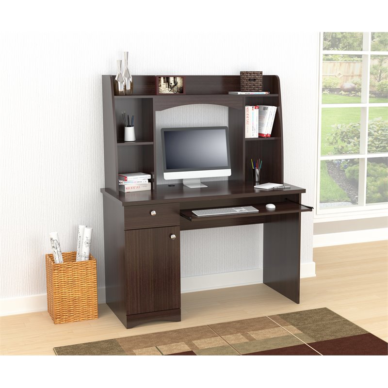 Inval America Inval Jansee Espresso Computer Desk With Hutch