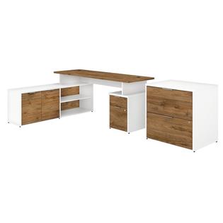Bbf Bush Business Furniture Jamestown 72w L Shaped Desk With Lateral File Cabinet