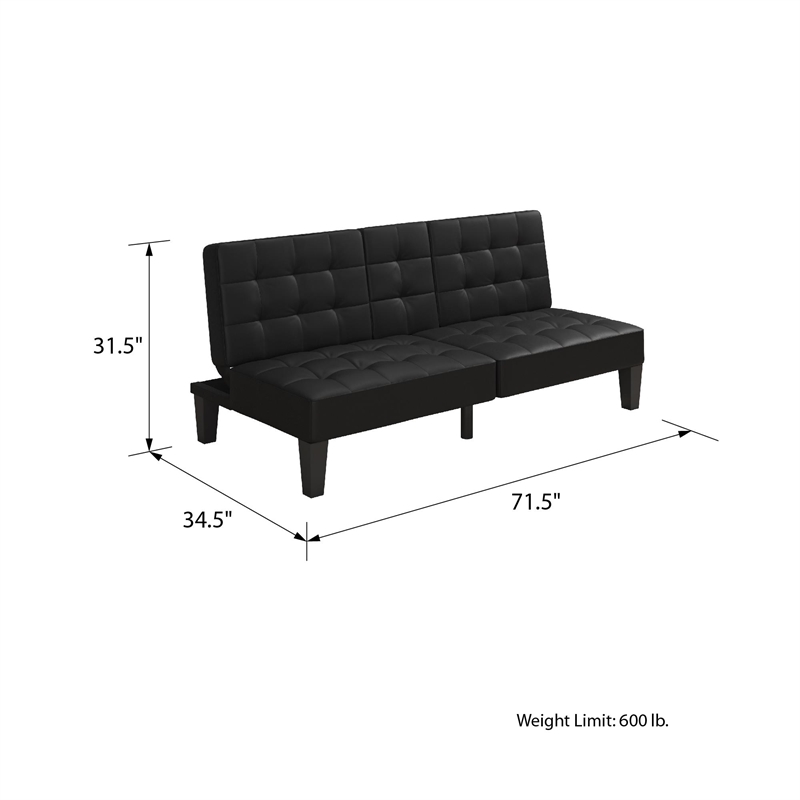 Dorel Julia Convertible Split Back Futon With Cup Holder In Black Dorel Julia Convertible Split Back