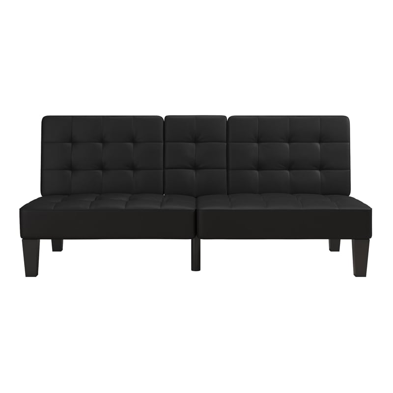 Dorel Julia Convertible Split Back Futon With Cup Holder In Black Dorel Julia Convertible Split Back