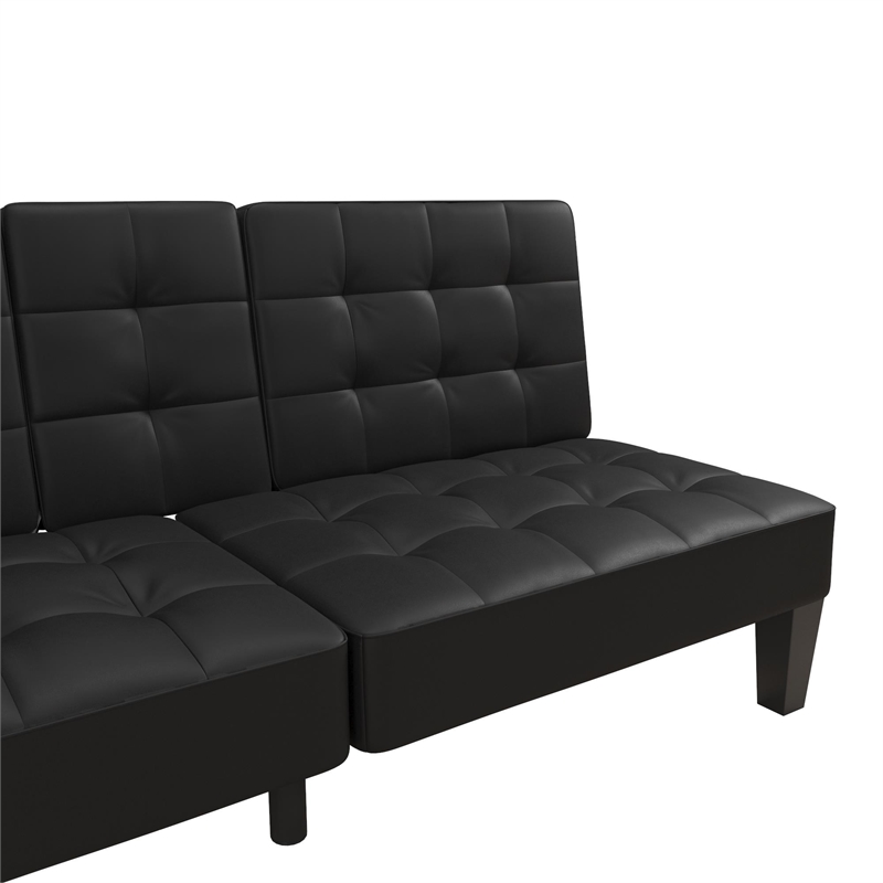 Dorel Julia Convertible Split Back Futon With Cup Holder In Black Dorel Julia Convertible Split Back