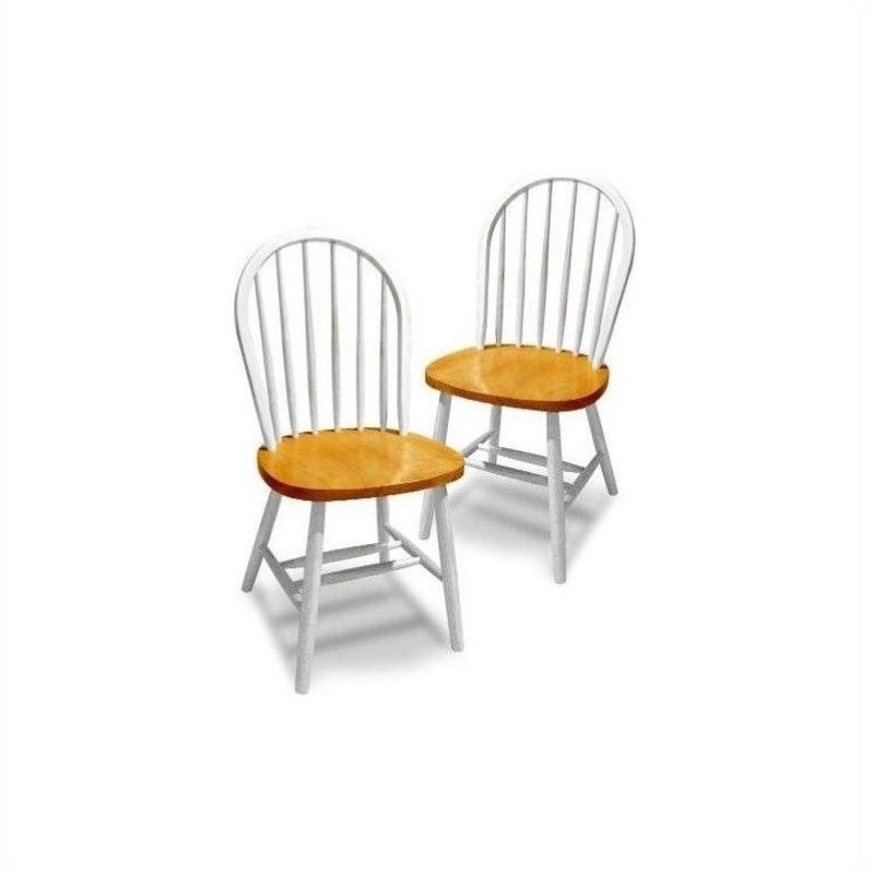 Winsome Windsor Dining Chair In White Natural Set Of 2