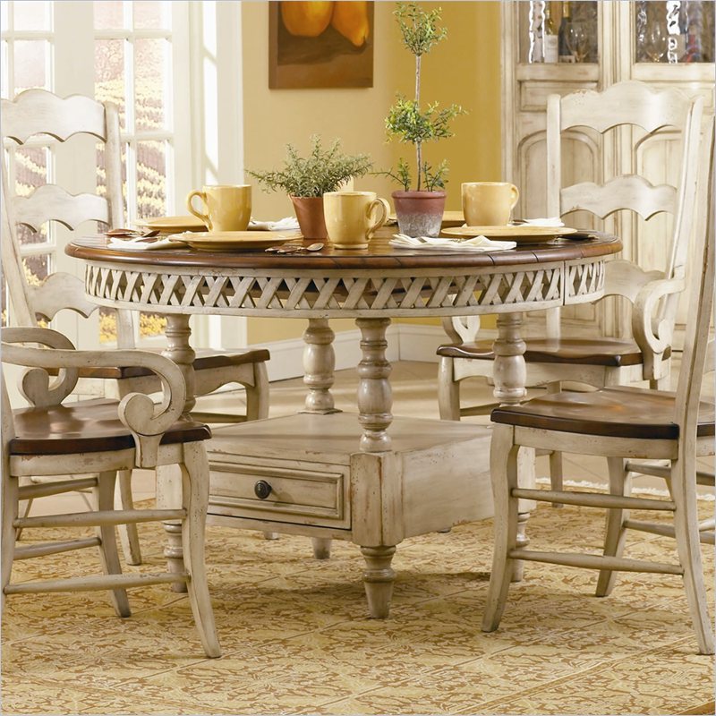 Furniture Summerglen Round Dining Table With Leaf In Antique Furniture Summerglen Round Dining Table With Leaf In Antique White