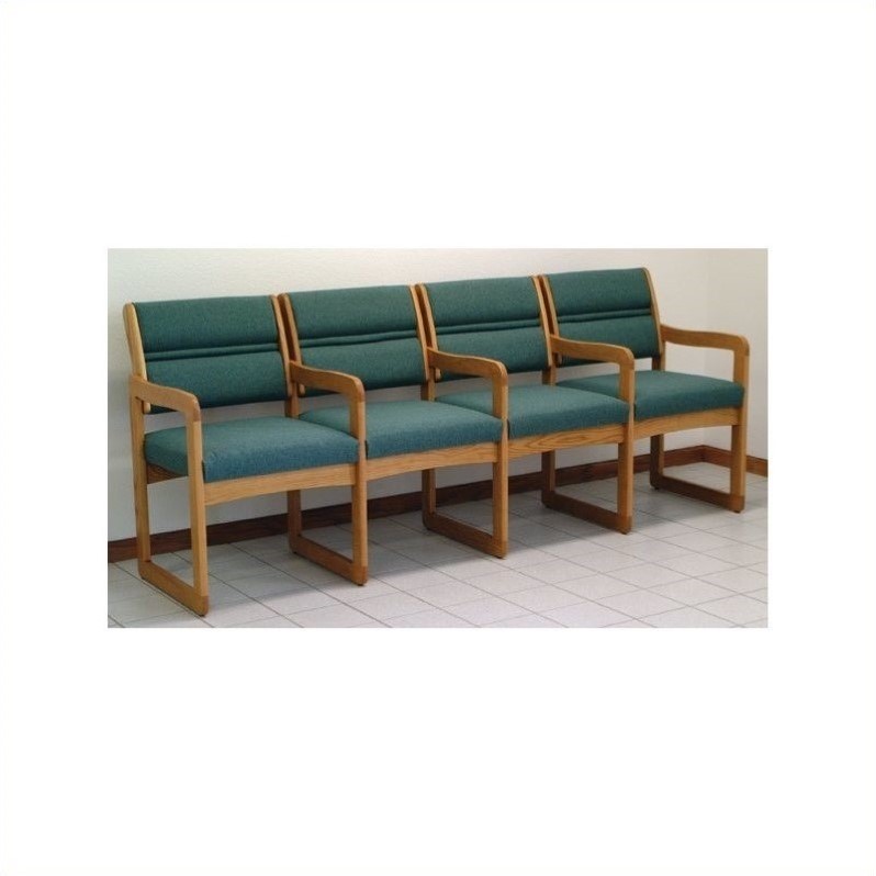 Wooden Mallet Dakota Wave Valley Quadruple Sled Base Guest Chair In Wooden Mallet Dakota Wave Valley Quadruple Sled Base Guest Chair In Medium Oak Upholstery And Fabric Grade