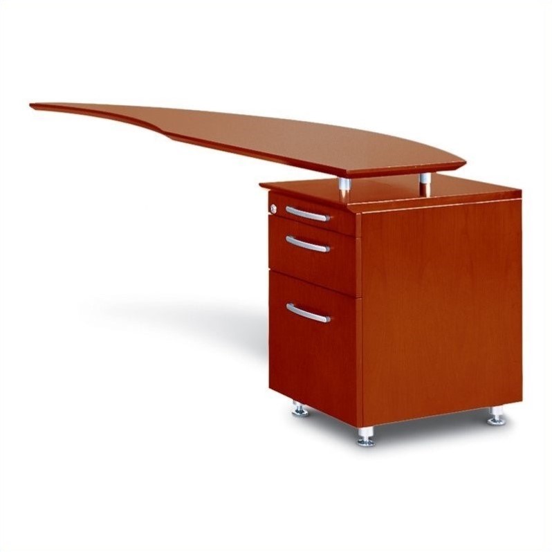 Mayline Napoli Curved Desk Right Return With Pedestal Golden Mayline Napoli Curved Desk Right Return