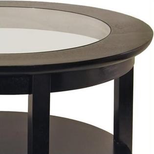 Winsome Genoa Round Wood Coffee Table With Glass Top In Dark Espresso